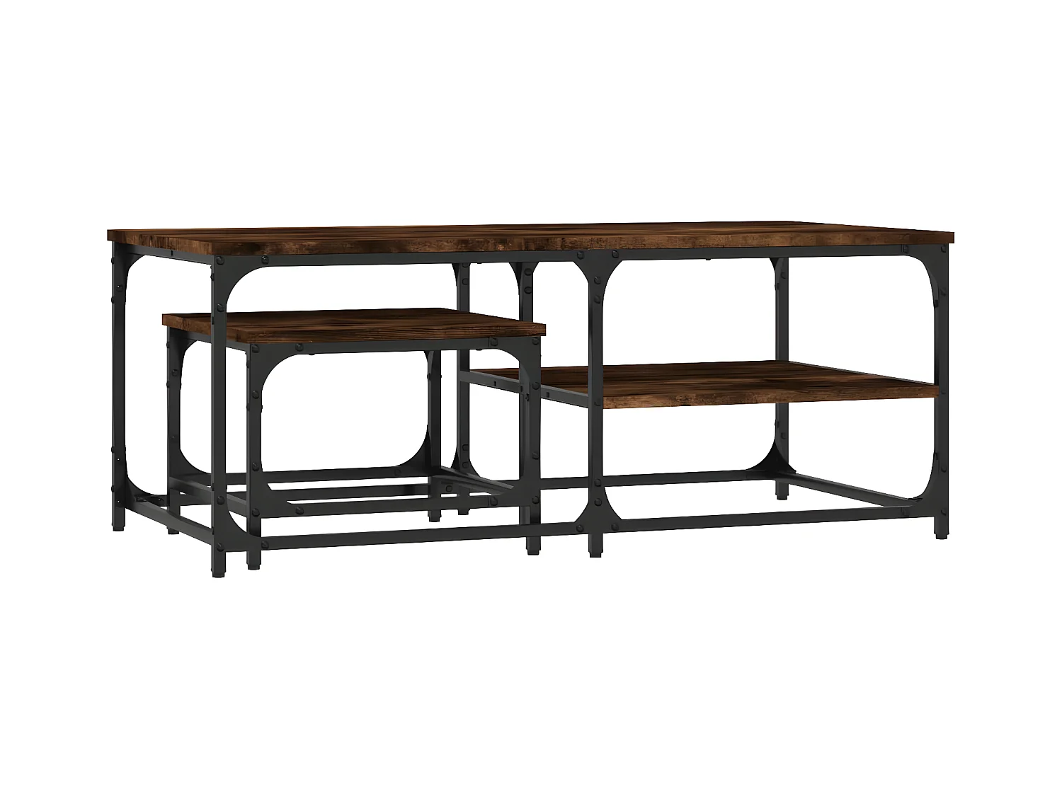 Tables basses gigognes 2 pcs chêne fumé bois d'ingénierie