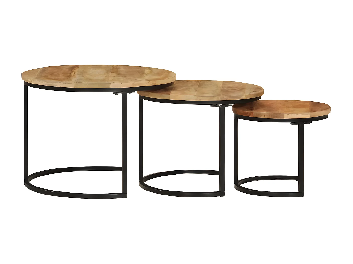 Tables gigognes 3 pcs bois de manguier massif brut