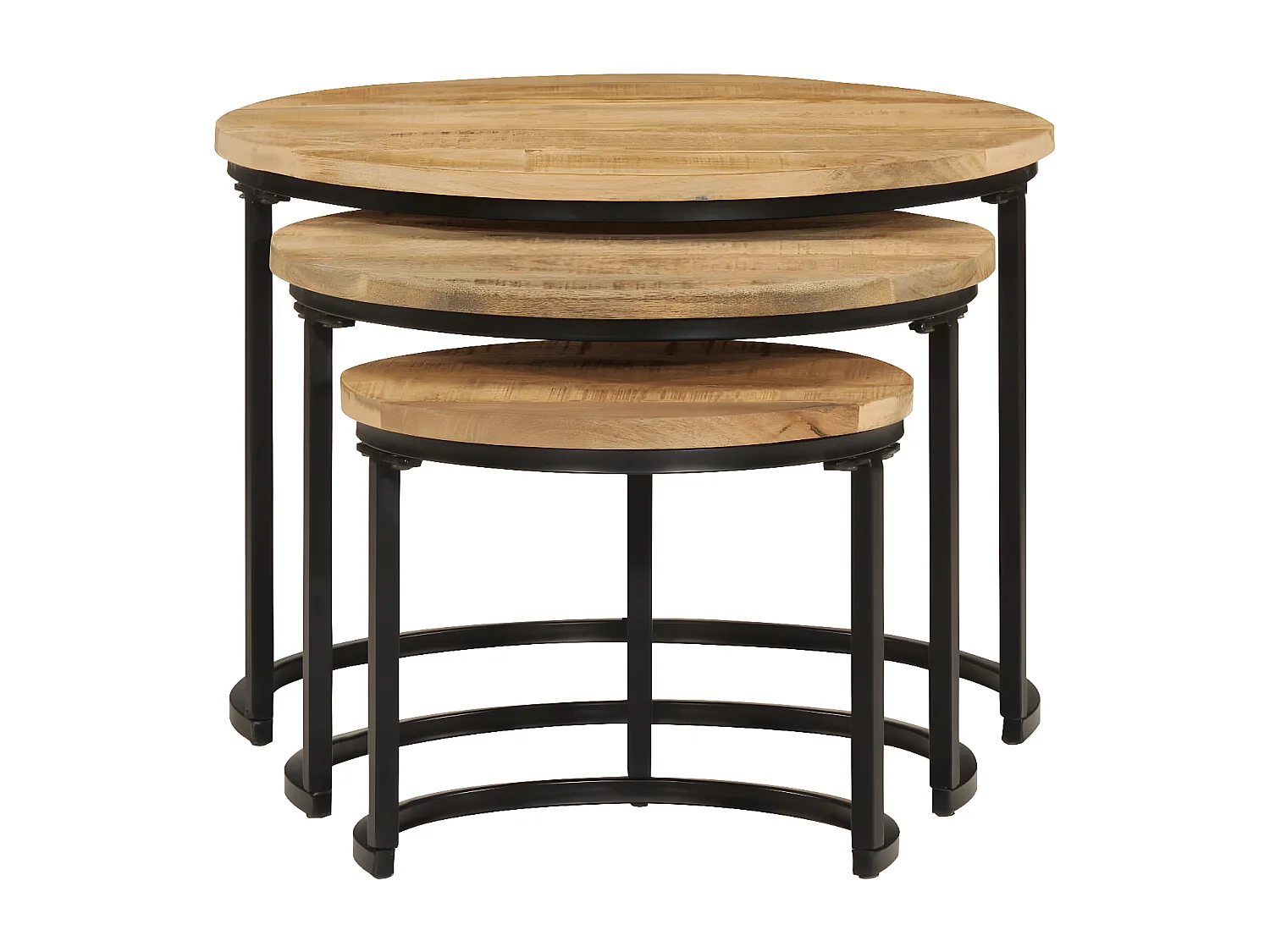 Tables gigognes 3 pcs bois de manguier massif brut