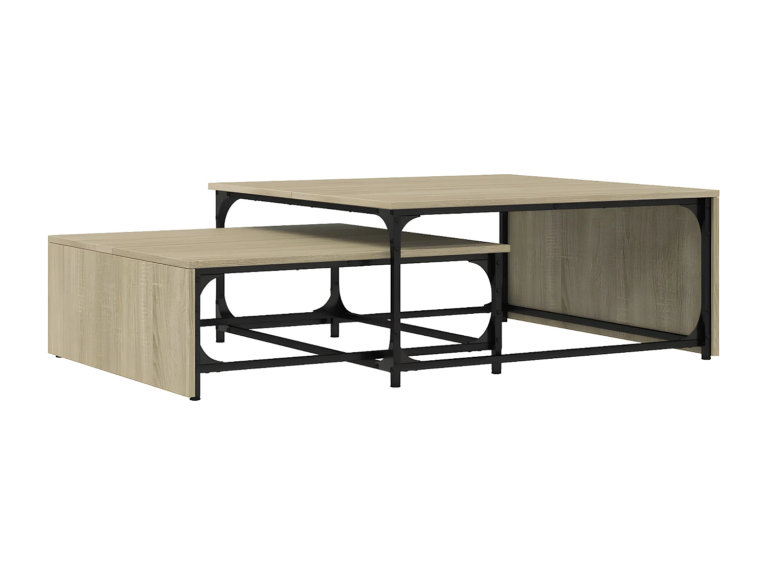 Tables basses gigognes 2 pcs chêne sonoma bois ingénierie métal