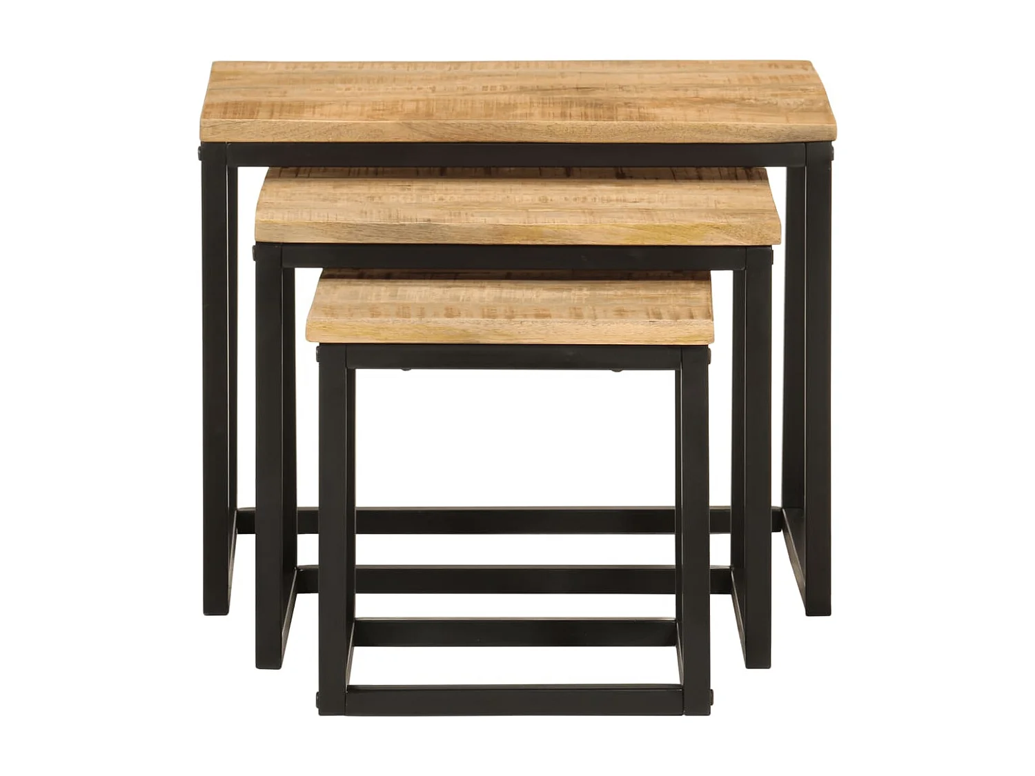 Tables basses gigognes 3 pcs bois massif de manguier et fer