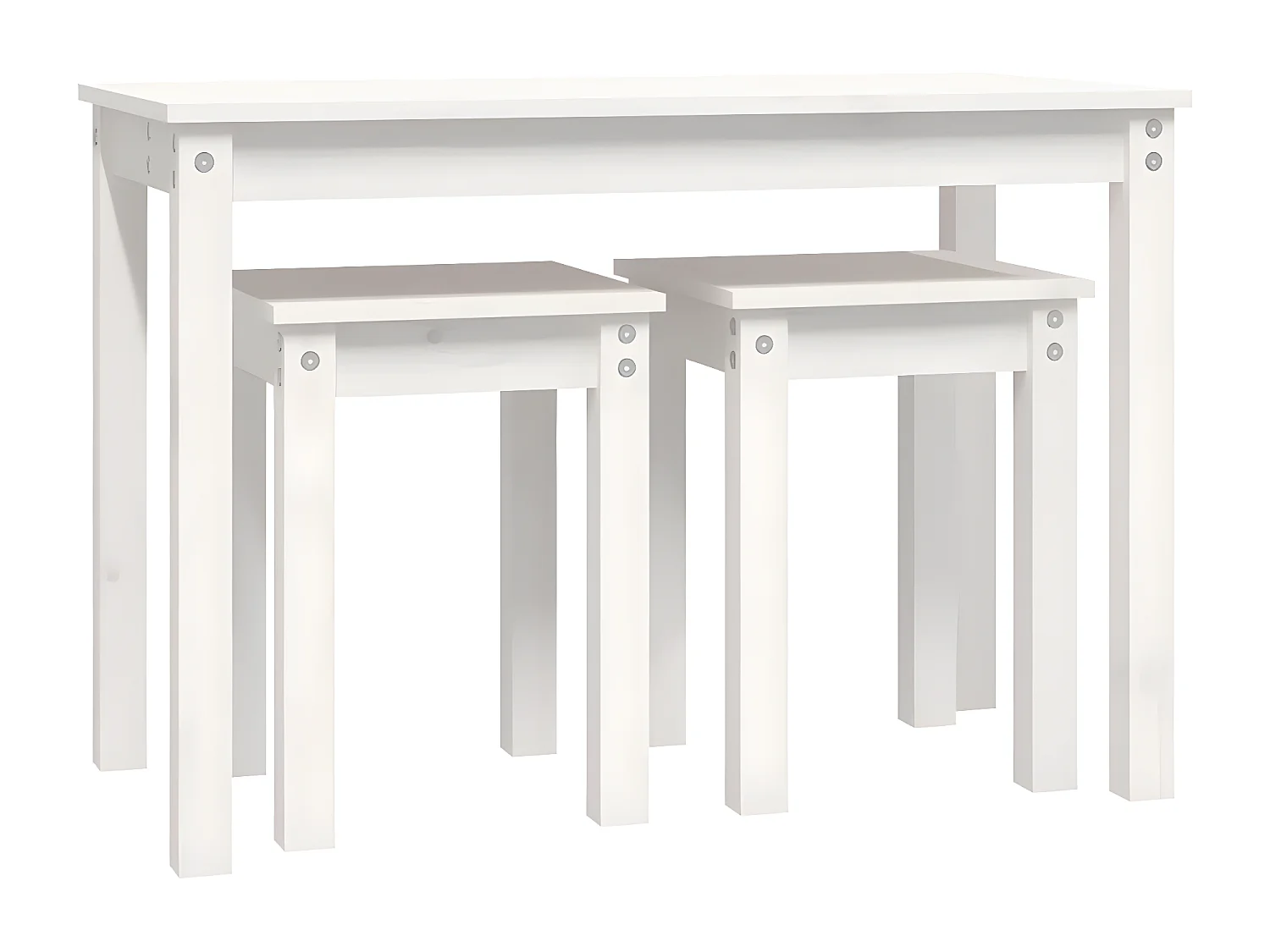 Tables gigognes 3 pcs Blanc Bois de pin massif