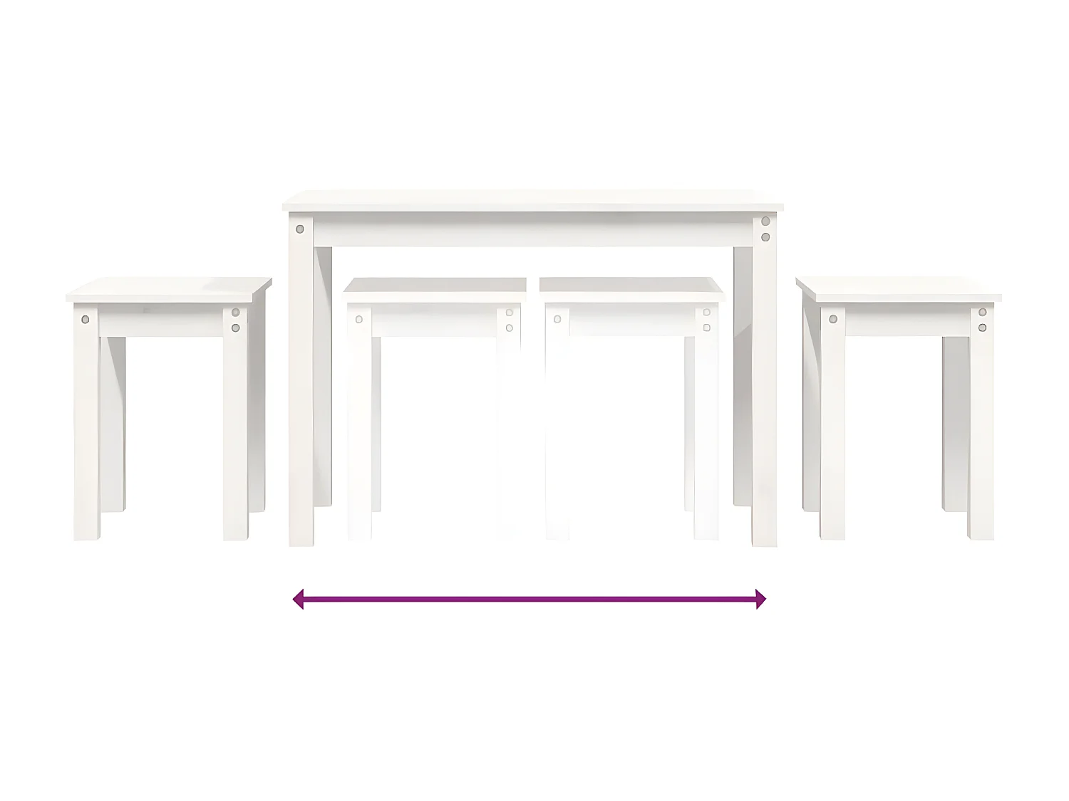 Tables gigognes 3 pcs Blanc Bois de pin massif