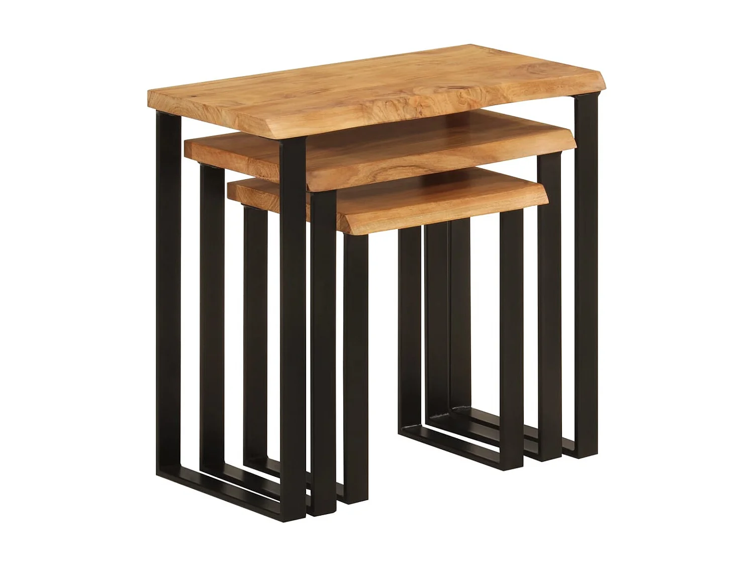 Tables gigognes 3 pcs avec bord vivant bois massif d'acacia