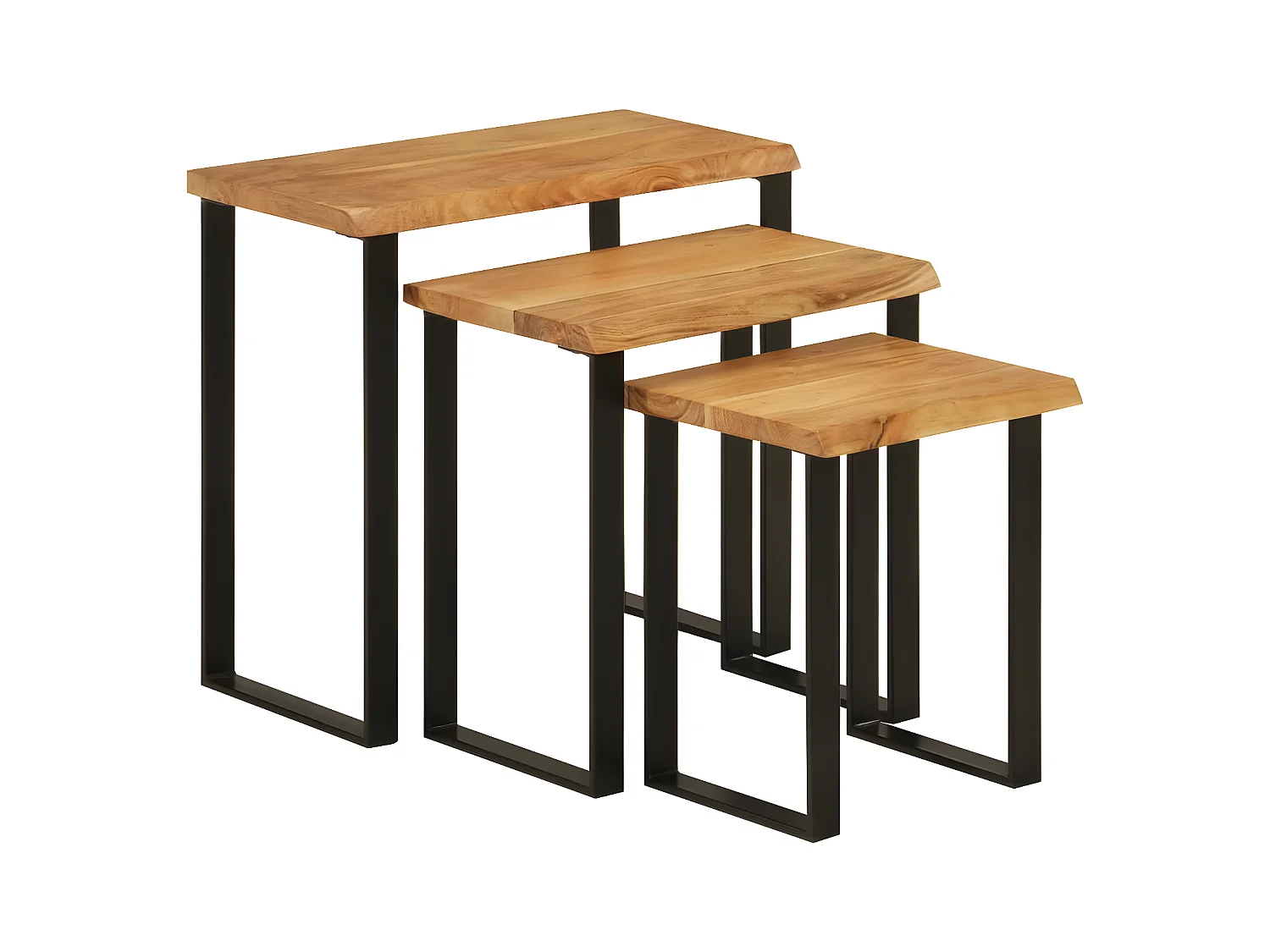 Tables gigognes 3 pcs avec bord vivant bois massif d'acacia