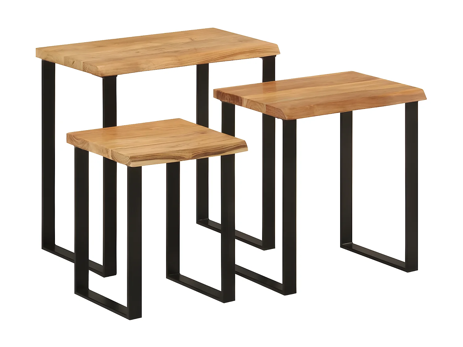 Tables gigognes 3 pcs avec bord vivant bois massif d'acacia