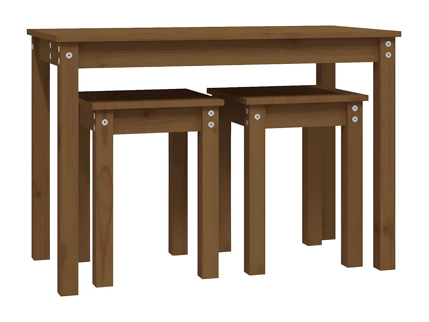 Tables gigognes 3 pcs Marron miel Bois de pin massif