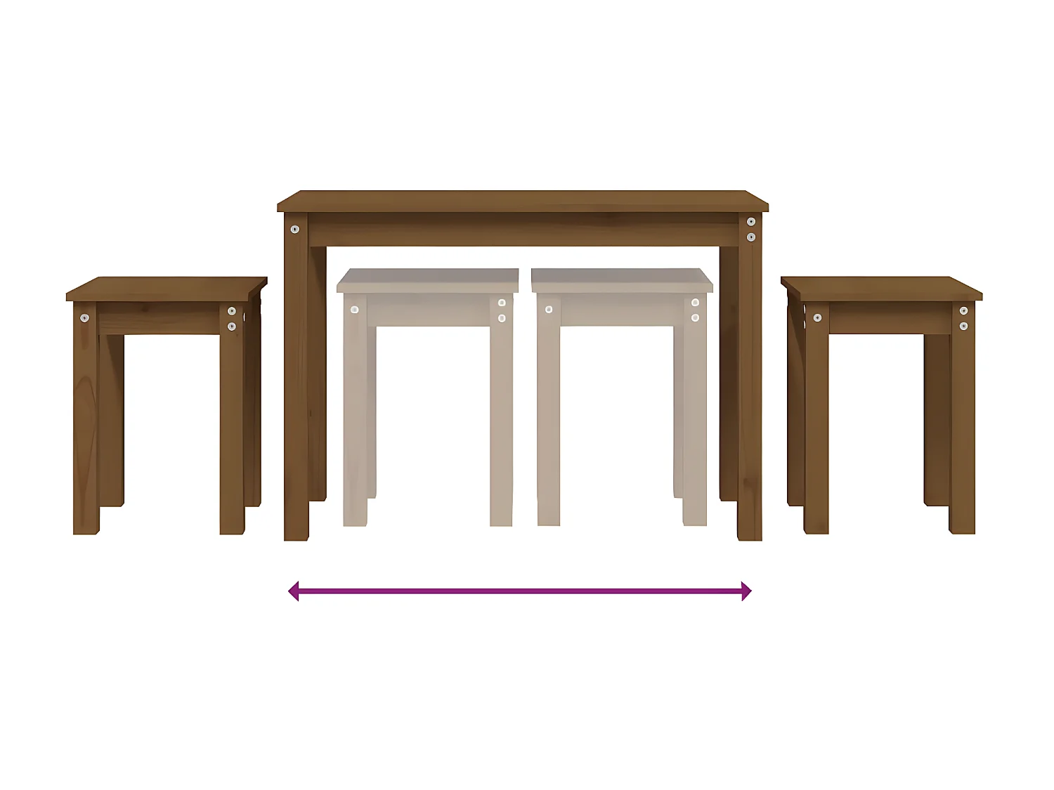 Tables gigognes 3 pcs Marron miel Bois de pin massif