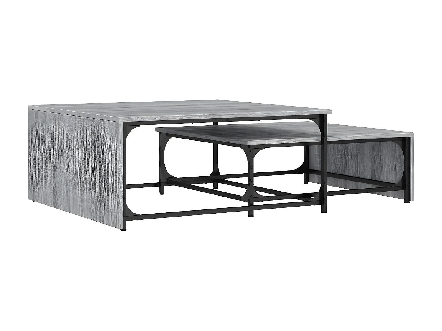 Tables basses gigognes 2pcs sonoma gris bois d'ingénierie métal
