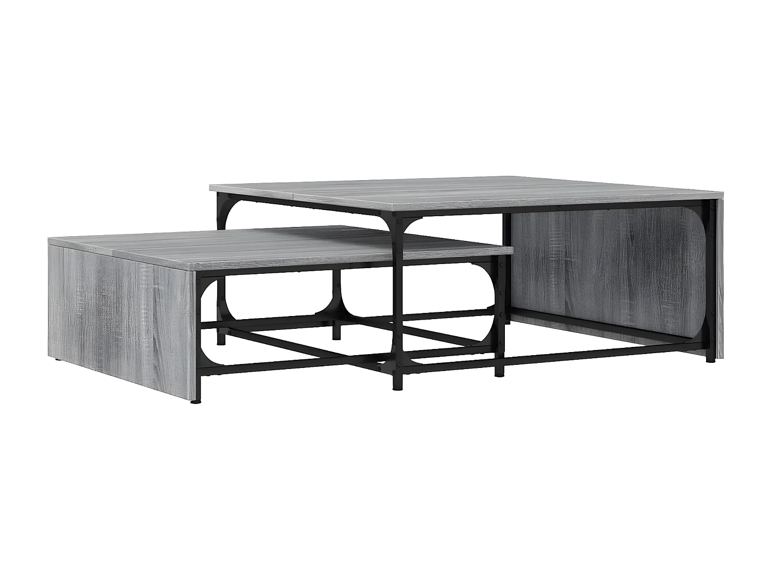 Tables basses gigognes 2pcs sonoma gris bois d'ingénierie métal