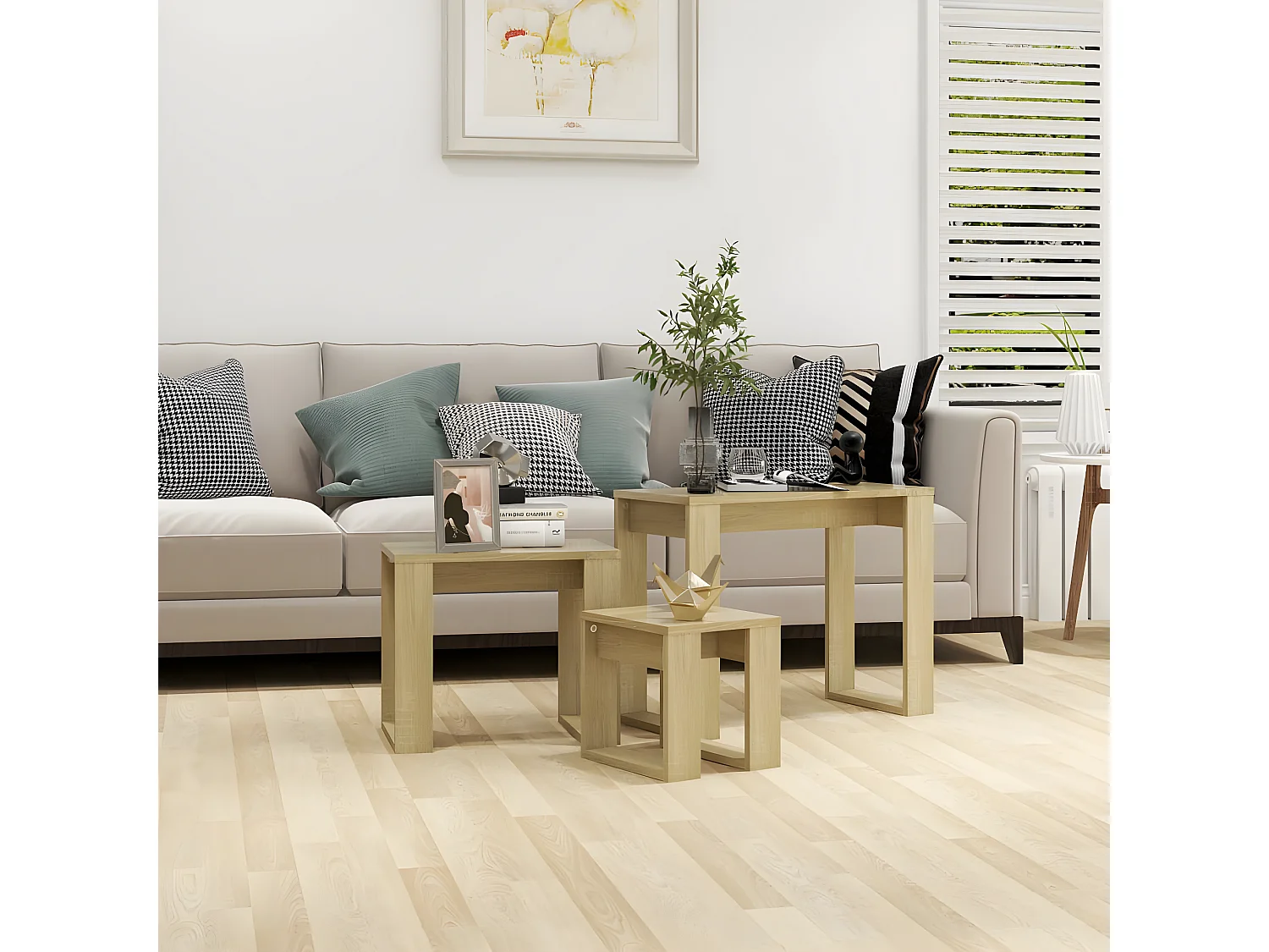 Tables gigognes 3 pcs Chêne Sonoma