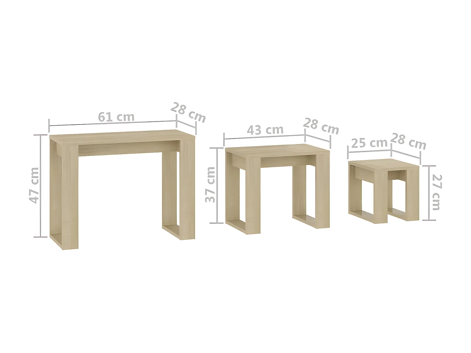 Tables gigognes 3 pcs Chêne Sonoma