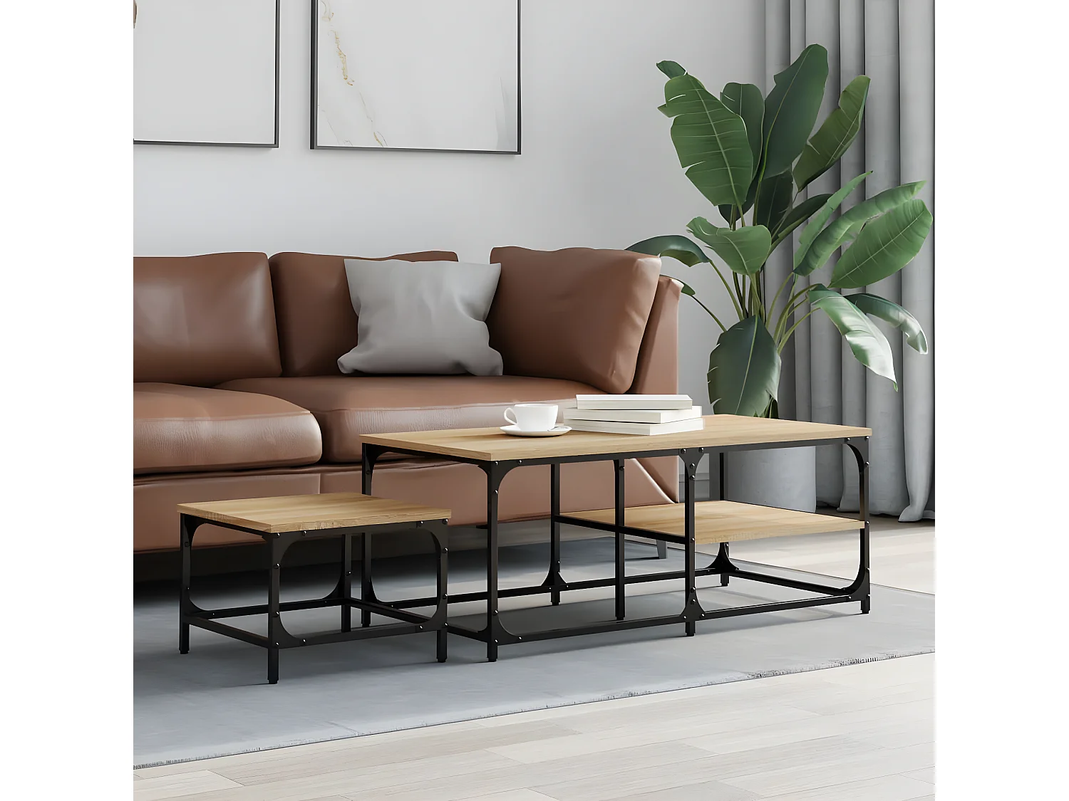 Tables basses gigognes 2 pcs chêne sonoma bois d'ingénierie