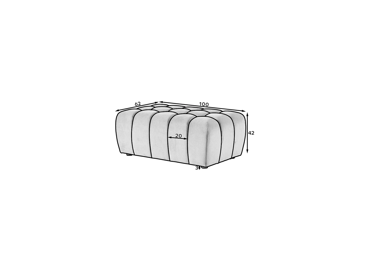 Pouf Commforti/Stoffbezug/Rot