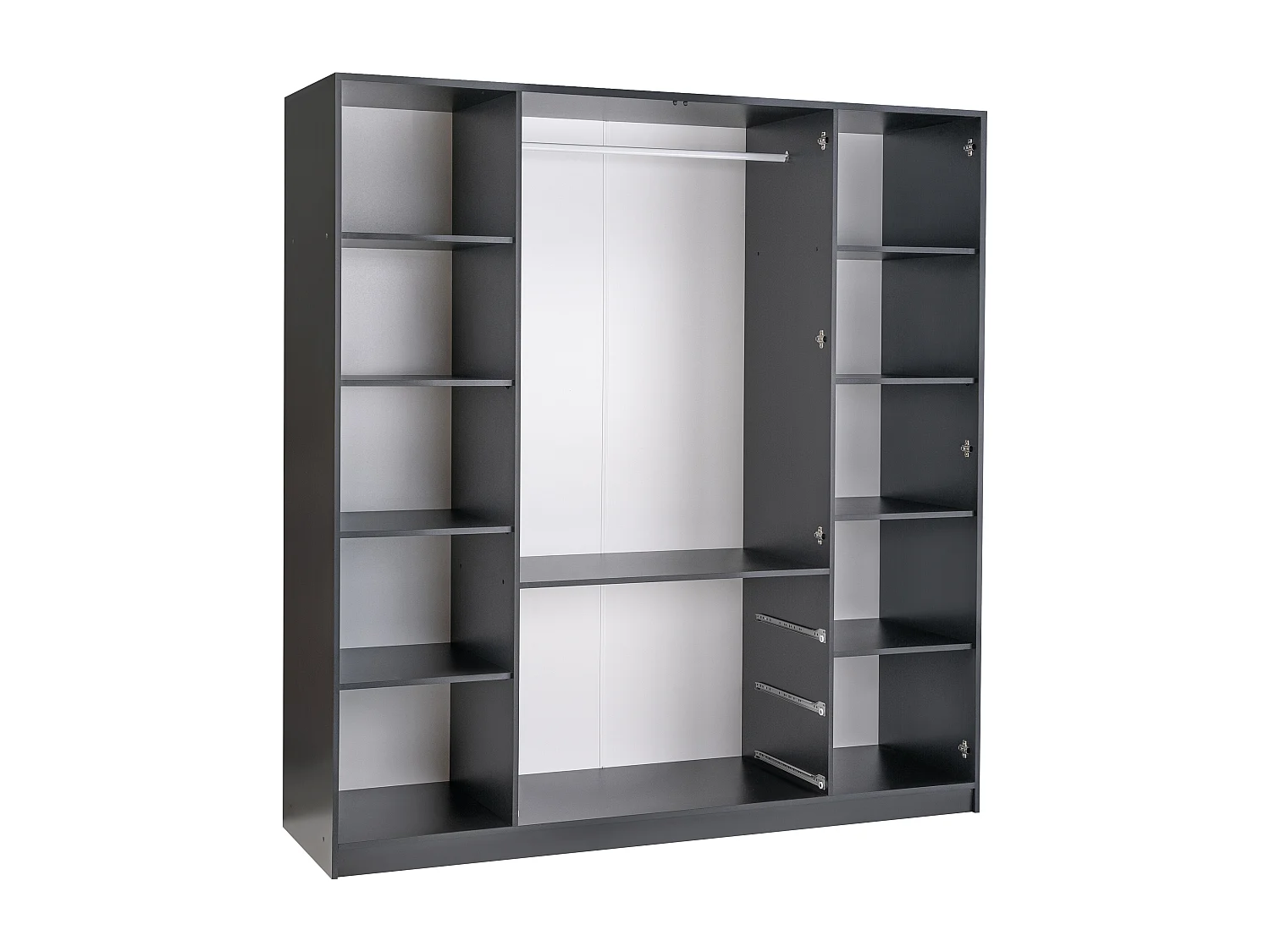 Armadio 4 ante e 3 cassetti Con specchi L196 Nero e Dorato - MONLIO