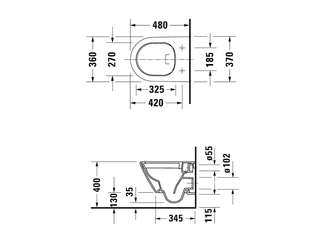Pack WC suspendu sans bride compact DURAVIT D-Neo + bâti support GROHE Rapid SL Projet + abattant + plaque chromé