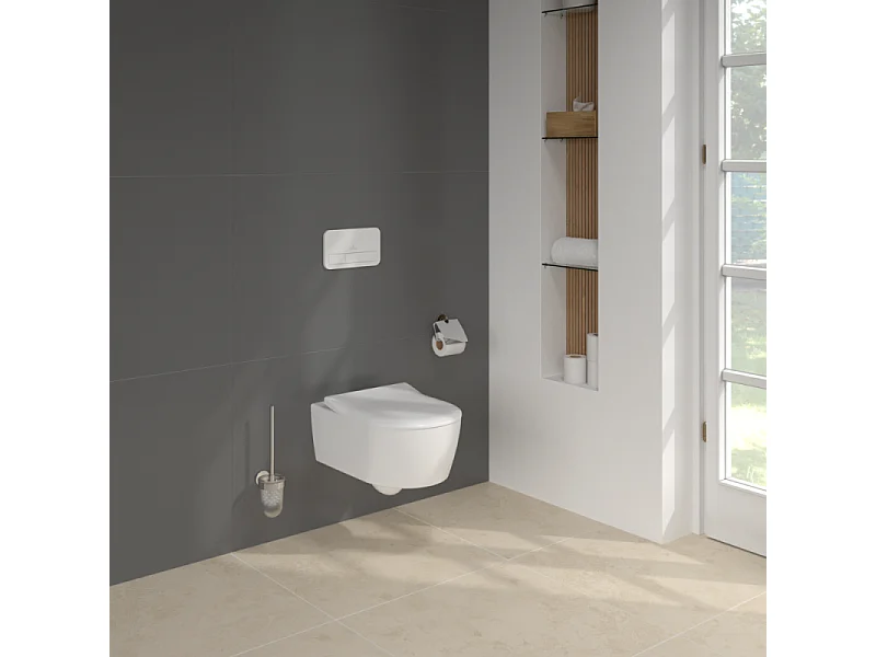 Pack WC suspendu sans bride VILLEROY ET BOCH Avento + Bâti support ViConnect Pro + abattant frein de chute + plaque blanche
