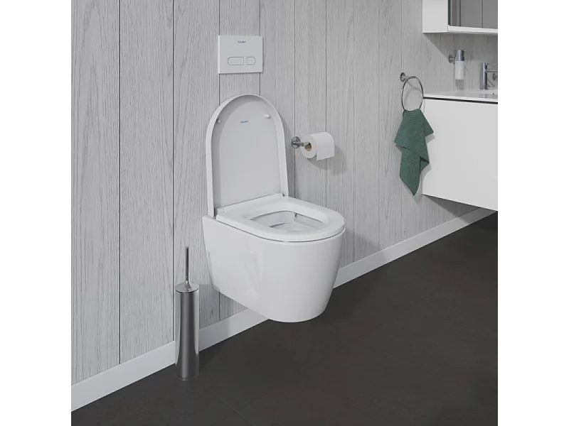 Pack WC suspendu sans bride compact DURAVIT Me by Starck + bâti support GROHE Rapid SL Projet + abattant + plaque chromé