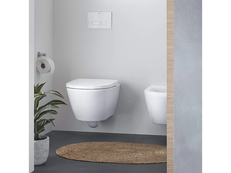 Pack WC suspendu sans bride DURAVIT D-Neo + bâti support GROHE Rapid SL Projet + abattant + plaque noir mat