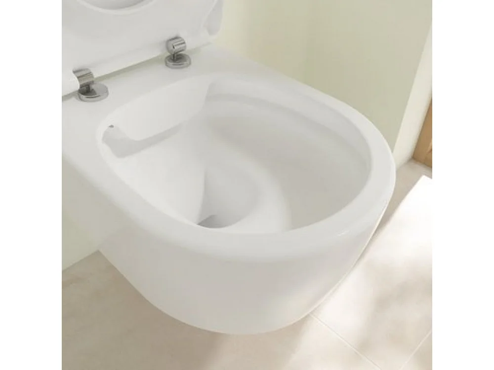 Pack WC suspendu sans bride VILLEROY ET BOCH Avento + abattant + bâti-support sol et mur + plaque chromée