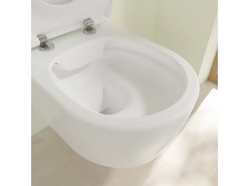 Pack WC suspendu sans bride VILLEROY ET BOCH Avento + Bâti support ViConnect Pro + abattant frein de chute + plaque chromée mat