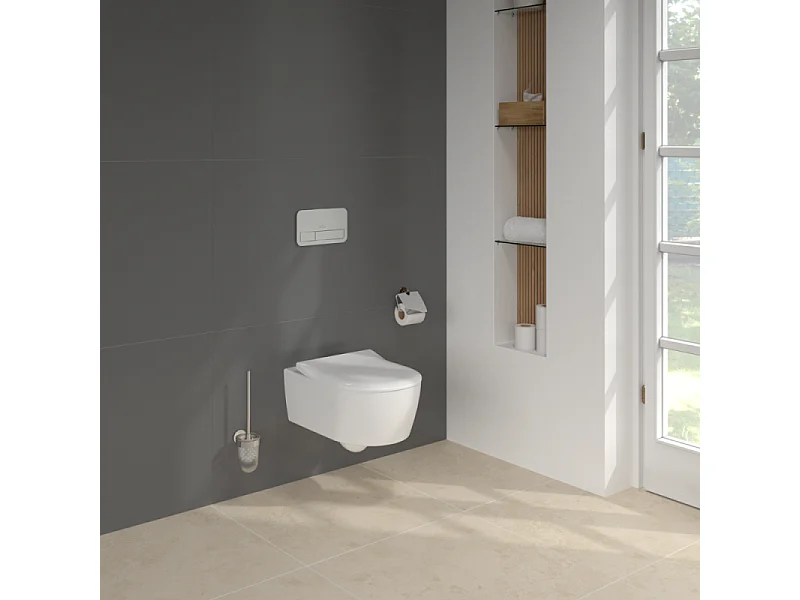 Pack WC suspendu sans bride VILLEROY ET BOCH Avento + Bâti support ViConnect Pro + abattant frein de chute + plaque chromée mat