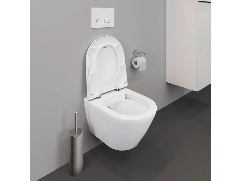 Pack WC suspendu sans bride compact DURAVIT D-Neo + bâti support GROHE Rapid SL Projet + abattant + plaque noir mat