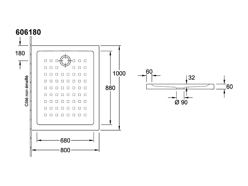 Pack receveur de douche 100 x 80 VILLEROY ET BOCH O Novo rectangle blanc + Kit d'étanchéité WEDI