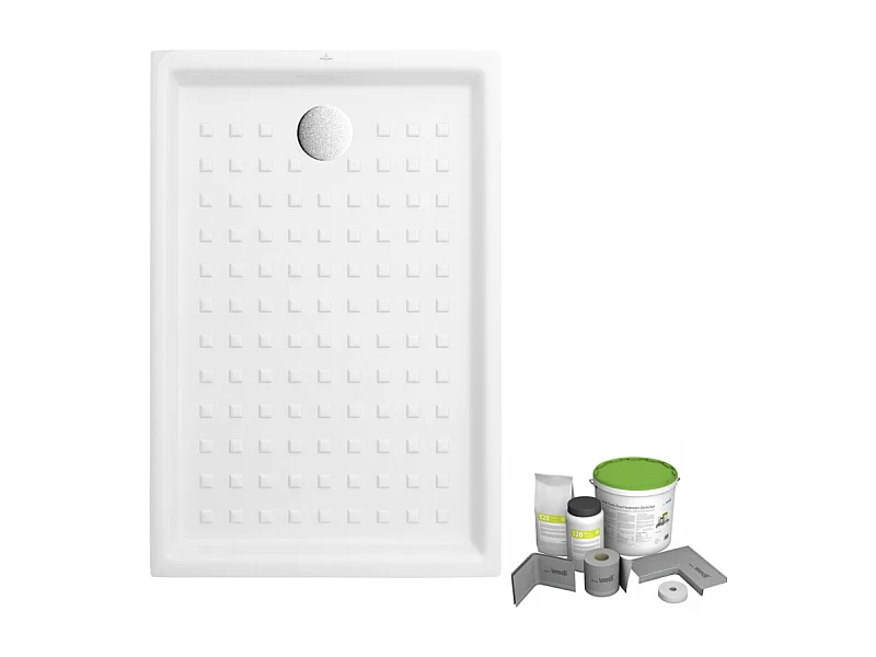 Pack receveur de douche 100 x 80 VILLEROY ET BOCH O Novo rectangle blanc + Kit d'étanchéité WEDI