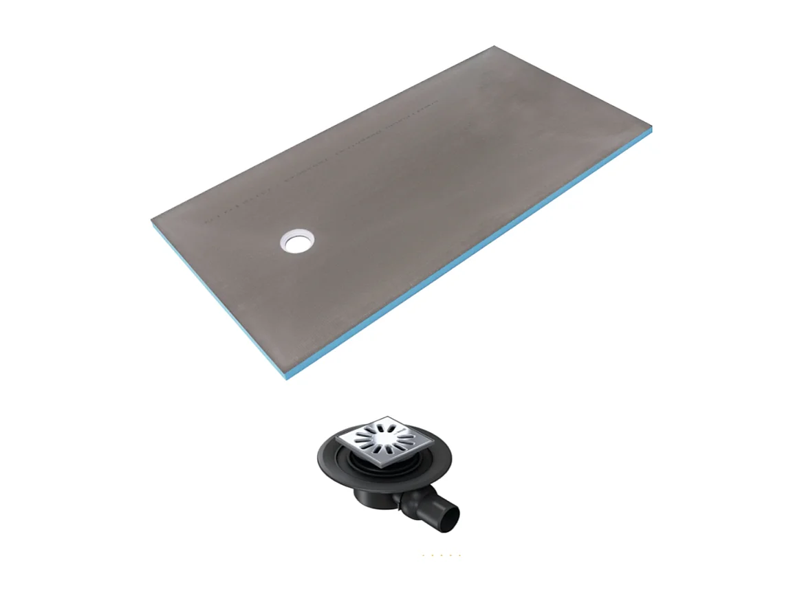 Receveur de douche à carreler 160 x 90 WEDI Fundo Primo rectangle écoulement excentré + bonde horizontale