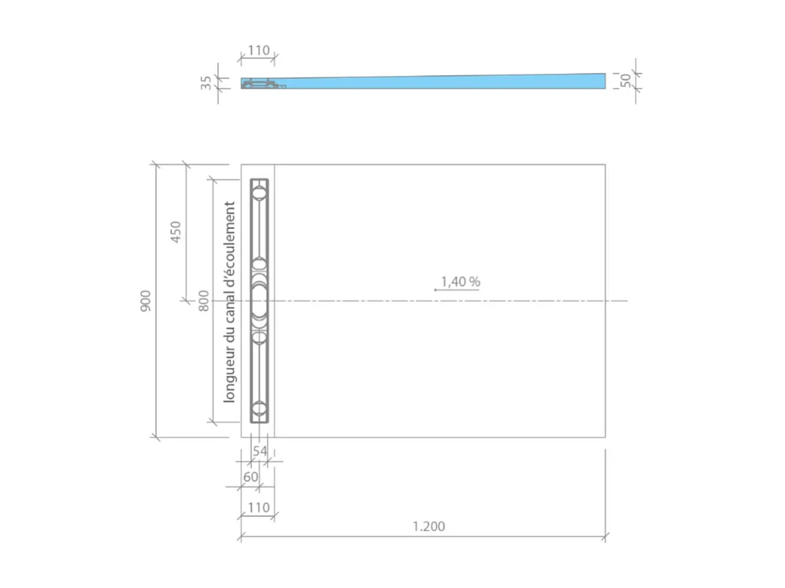 Receveur de douche à carreler 120 x 90 cm WEDI Fundo Riolito Neo + Kit d'étanchéité
