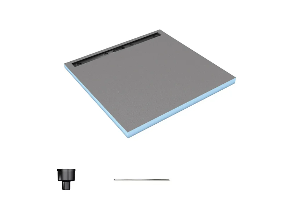 Receveur de douche à carreler 120 x 120 cm WEDI Fundo Riolito Neo avec écoulement vertical + barrette de finition 70 cm