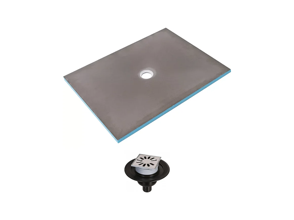 Receveur de douche à carreler 90 x 75 WEDI Fundo Primo rectangle écoulement centré + bonde verticale
