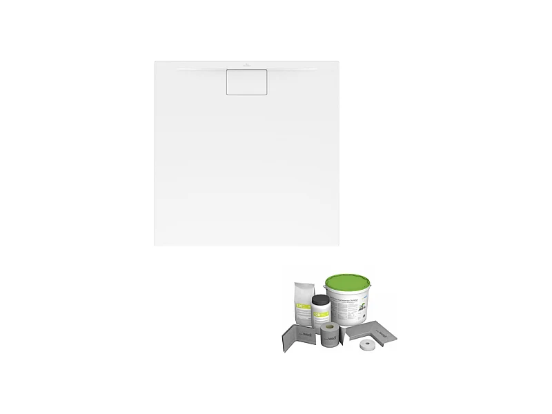 Pack receveur de douche antidérapant 80 x 80 VILLEROY ET BOCH Architectura Metalrim carré edelweiss + Kit d'étanchéité WEDI