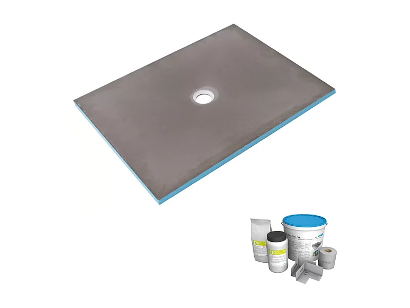 Receveur de douche à carreler 90 x 75 WEDI Fundo Primo rectangle écoulement centré + kit d'étancheité