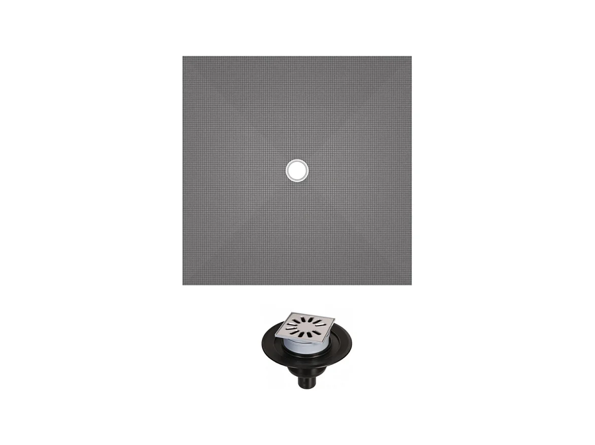 Receveur de douche à carreler 150 x 150 WEDI Fundo Primo carré écoulement centrée + bonde verticale