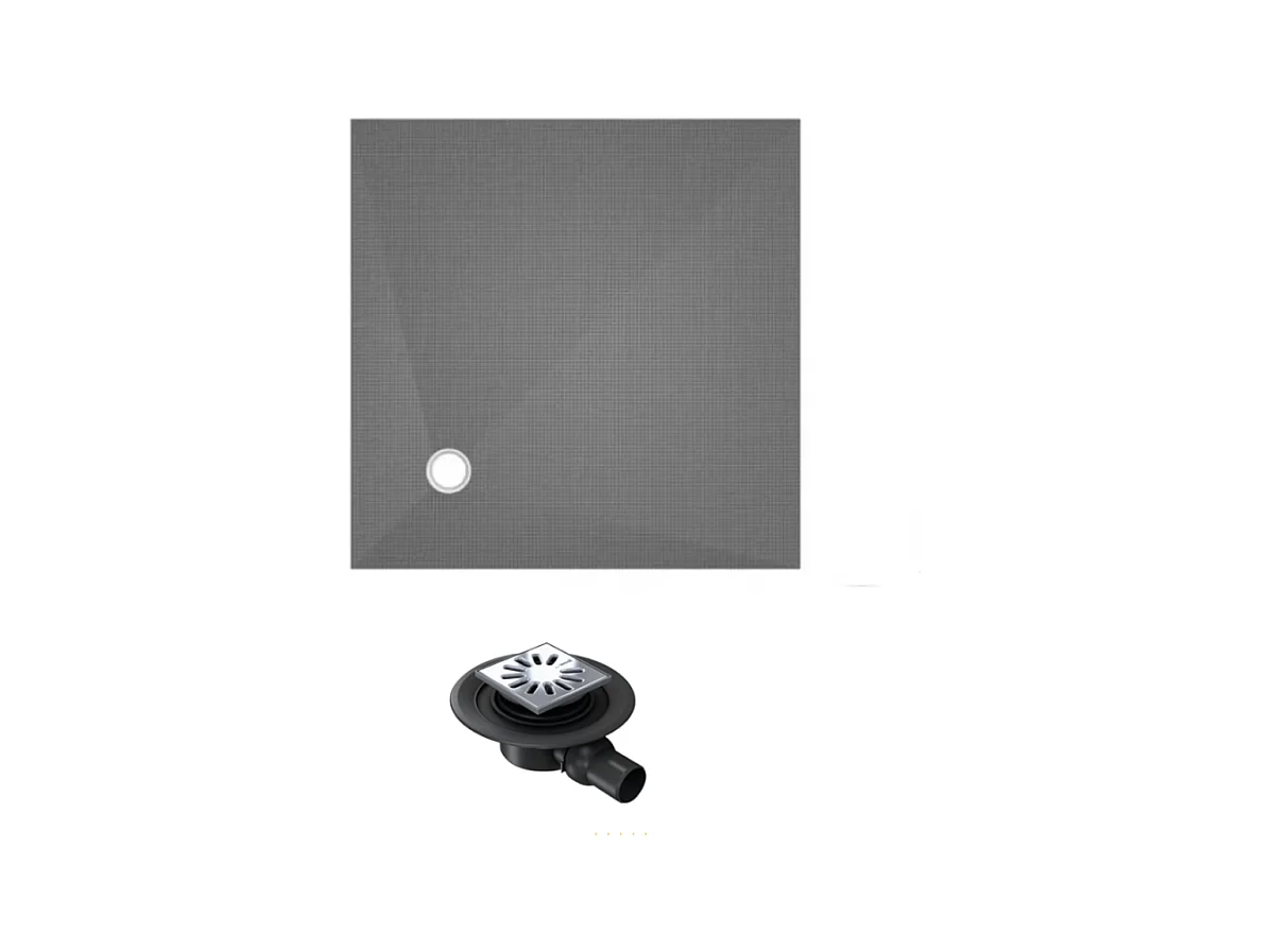 Receveur de douche à carreler 120 x 120 WEDI Fundo Primo carré écoulement excentré + bonde horizontale
