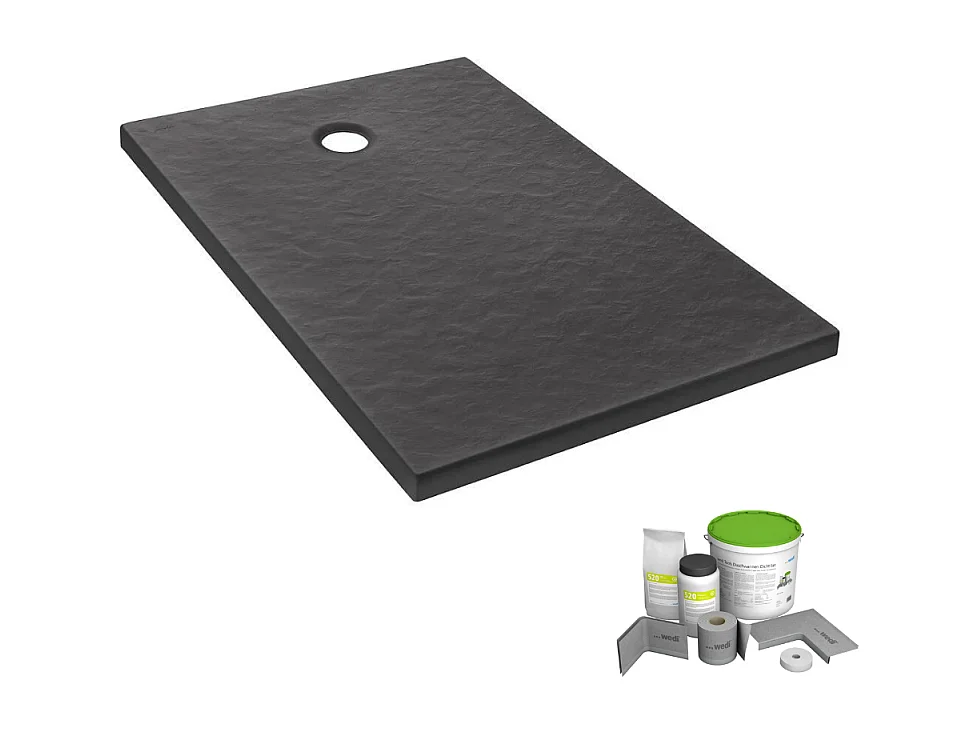 Pack receveur de douche 120 x 90 JACOB DELAFON Ipso rectangle gris anthracite + Kit d'étanchéité WEDI