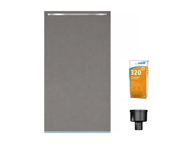Receveur de douche à carreler 120 x 90 cm WEDI Fundo Riolito Neo + bonde verticale + barrette de finition + colle 320