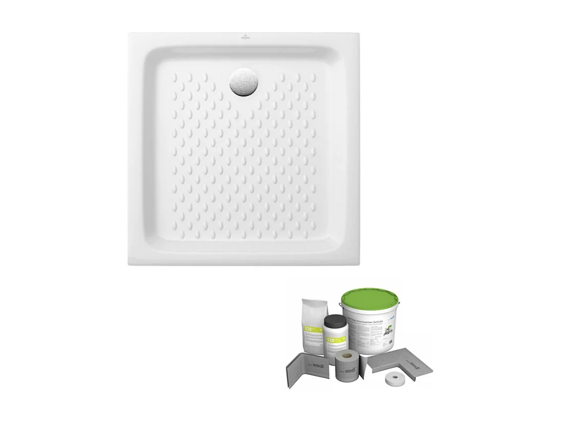 Pack receveur de douche 70 x 70 VILLEROY ET BOCH O.Novo carré blanc + Kit d'étanchéité WEDI
