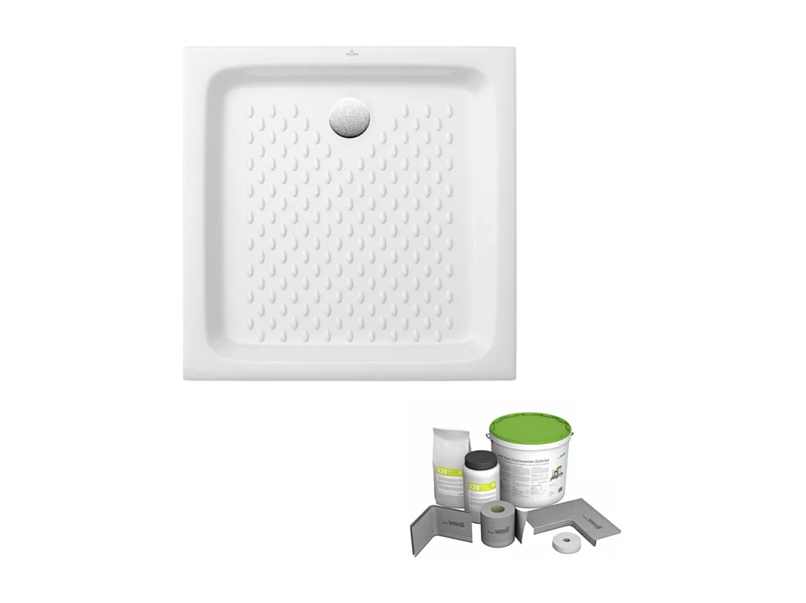 Pack receveur de douche 70 x 70 VILLEROY ET BOCH O.Novo carré blanc + Kit d'étanchéité WEDI
