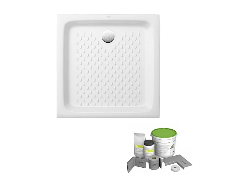 Pack receveur de douche 70 x 70 VILLEROY ET BOCH O.Novo carré blanc + Kit d'étanchéité WEDI