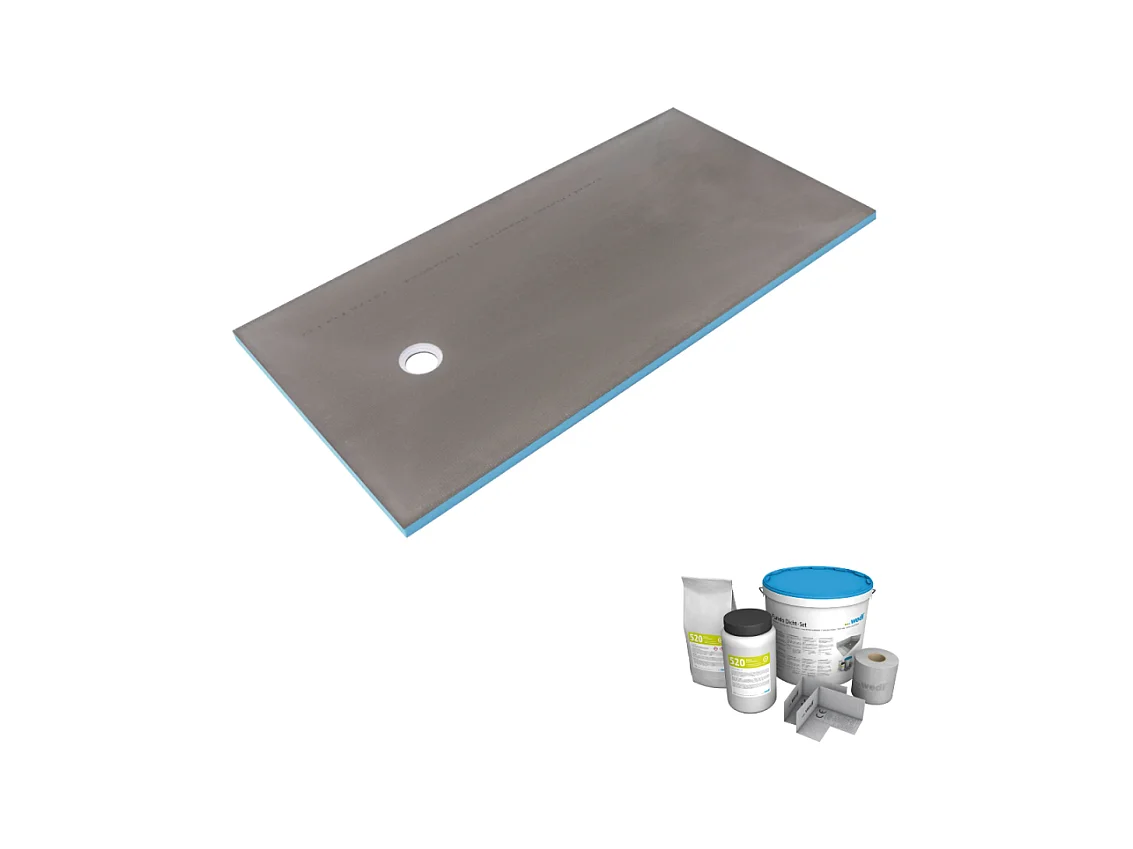 Receveur de douche à carreler 120 x 90 WEDI Fundo Primo rectangle écoulement excentré + kit d'étancheité