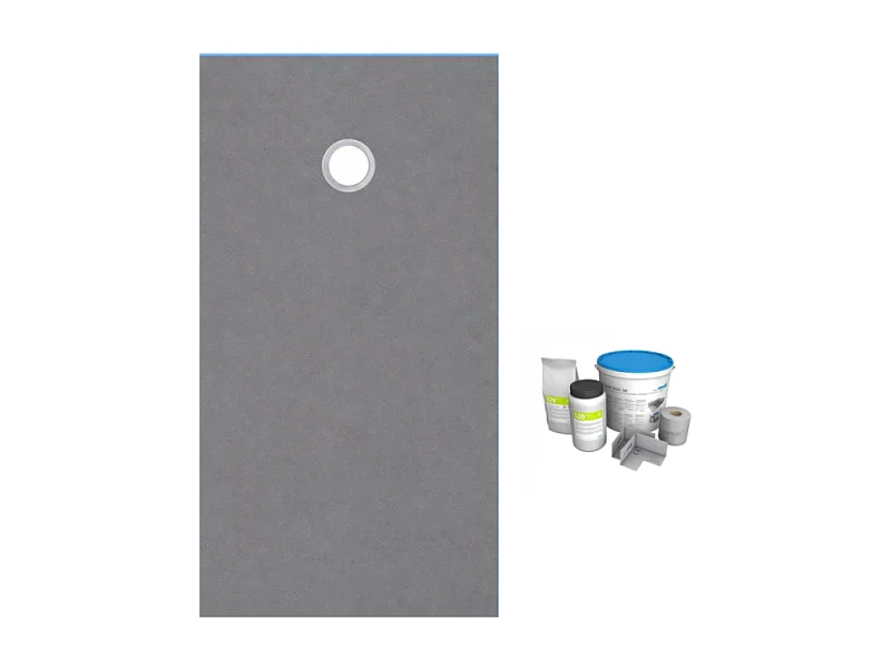 Receveur de douche à carreler 120 x 90 WEDI Fundo Primo rectangle écoulement excentré + kit d'étancheité