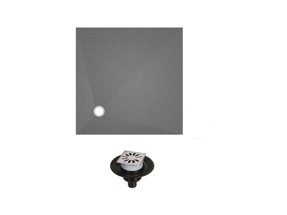 Receveur de douche à carreler 120 x 120 WEDI Fundo Primo carré écoulement excentré + bonde verticale