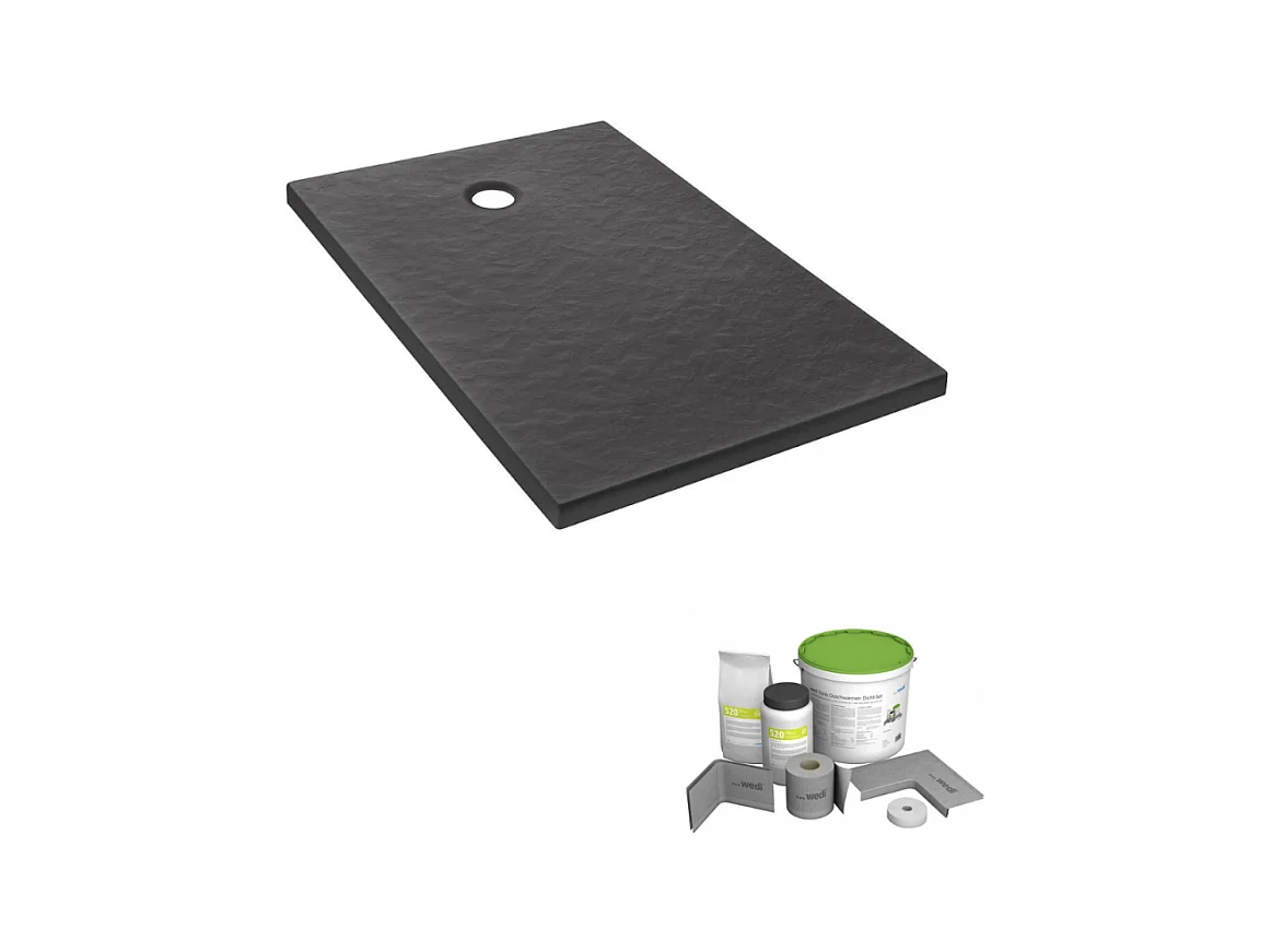 Pack receveur de douche 140 x 80 JACOB DELAFON Ipso rectangle gris anthracite + Kit d'étanchéité WEDI
