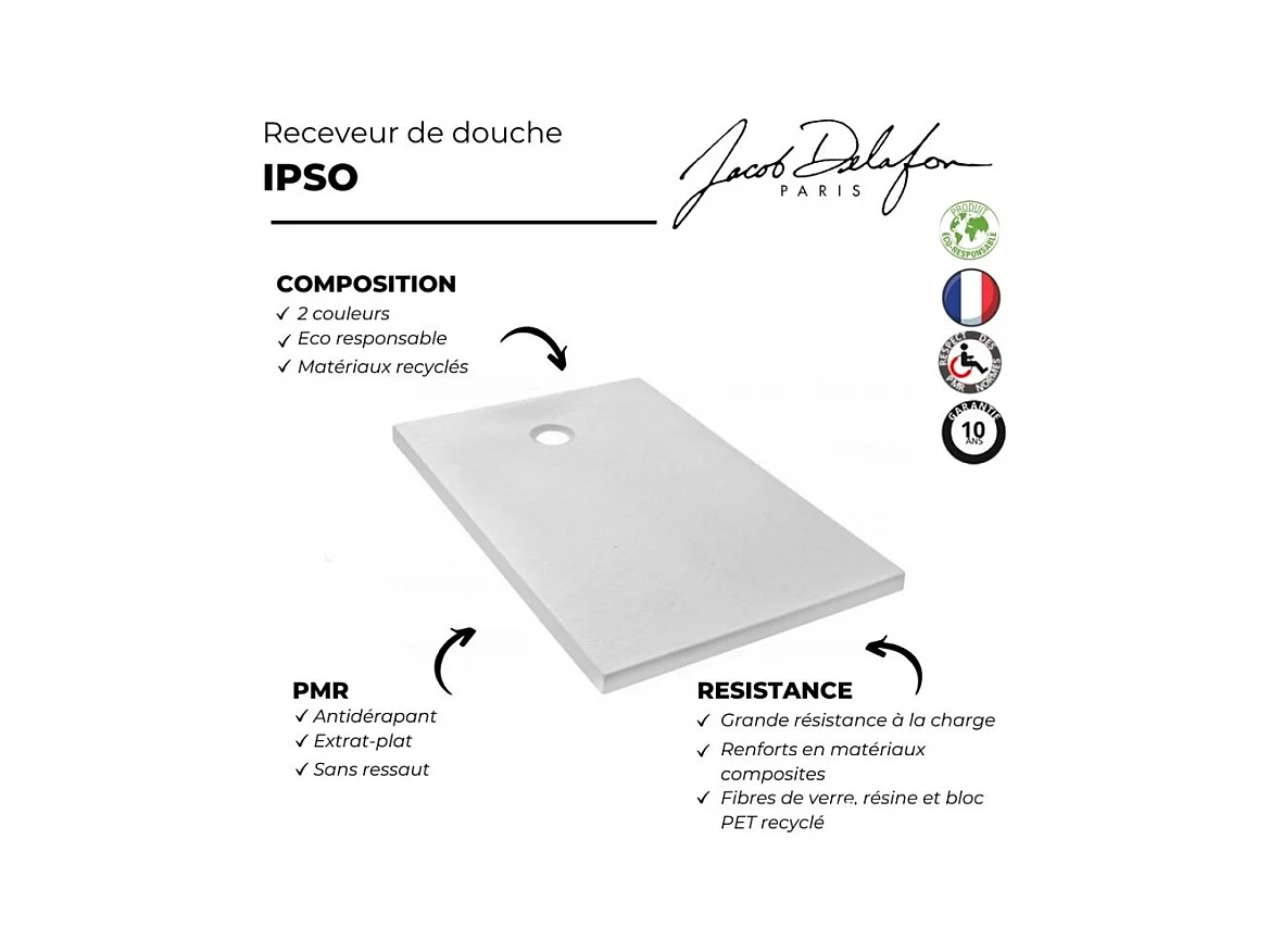Pack receveur de douche 140 x 80 JACOB DELAFON Ipso rectangle gris anthracite + Kit d'étanchéité WEDI