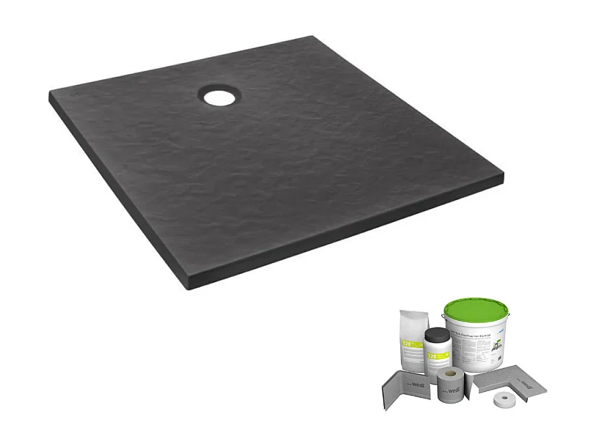 Pack receveur de douche 90 x 90 JACOB DELAFON Ipso carré gris anthracite + Kit d'étanchéité WEDI