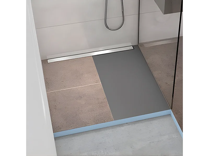 Receveur de douche à carreler 120 x 120 cm WEDI Fundo Riolito Neo + bonde horizontale + barrette de finition + colle 320