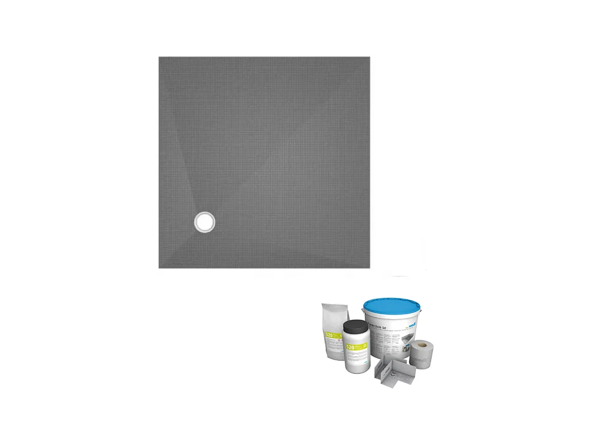 Receveur de douche à carreler 90 x 90 WEDI Fundo Primo carré écoulement excentré + kit d'étancheité